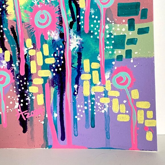 Summer Pop 5 Original Acrylic Wall Art Painting 11x14in Matted Frame Ready - Picture 4 of 9